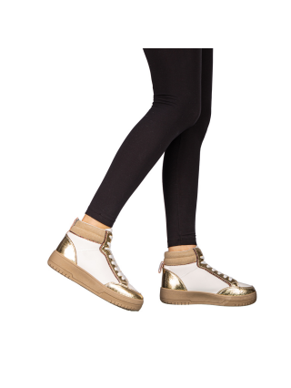 Γυναικεία Αθλητικά Παπούτσια, Γυναικεία αθλητικά παπούτσια χρυσάφι από οικολογικό δέρμα Okama - Kalapod.gr